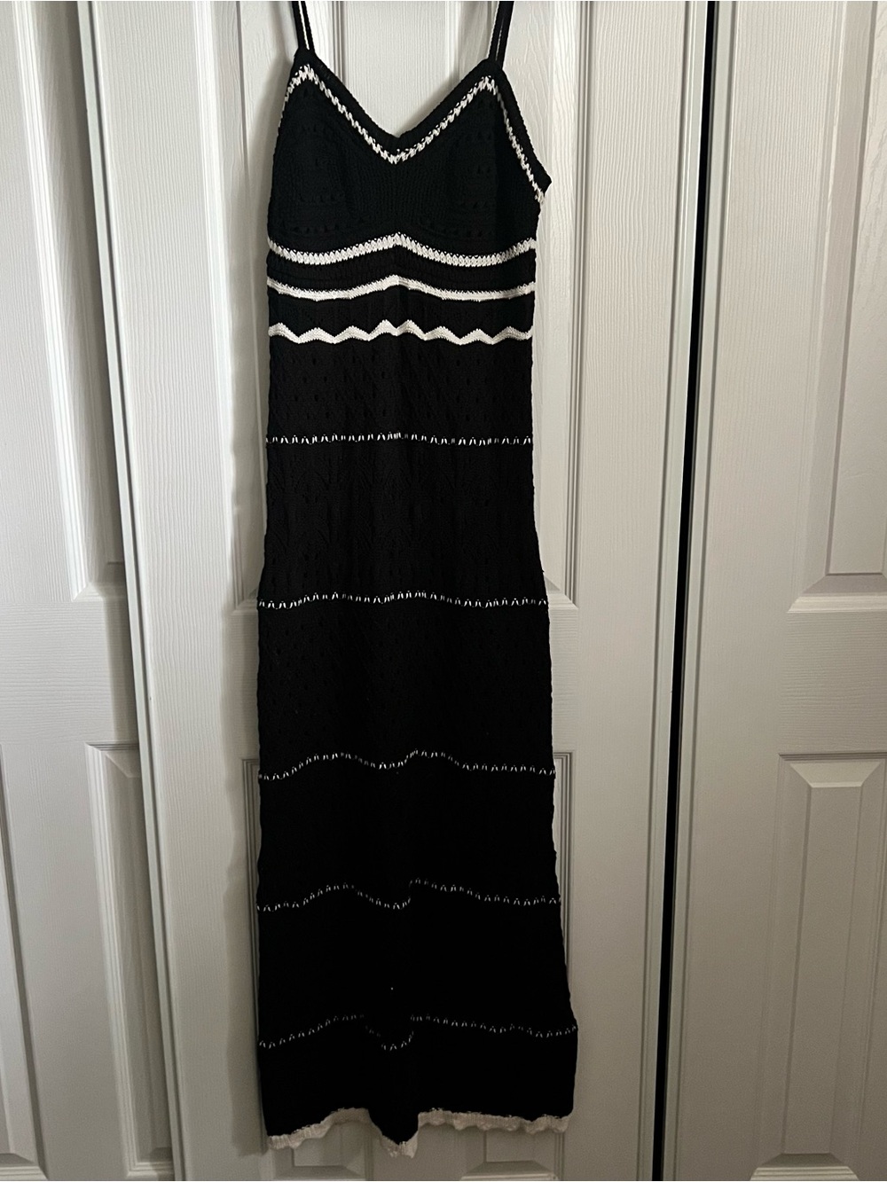 OLIVE + OAK Women Crochet Knit Maxi Dress Size M Festival Boho Summer Lined